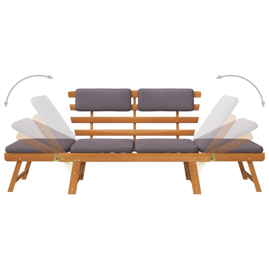 vidaXL Patio Bench Outdoor Garden Bench with Cushions 2-in-1 Solid Wood Acacia-45