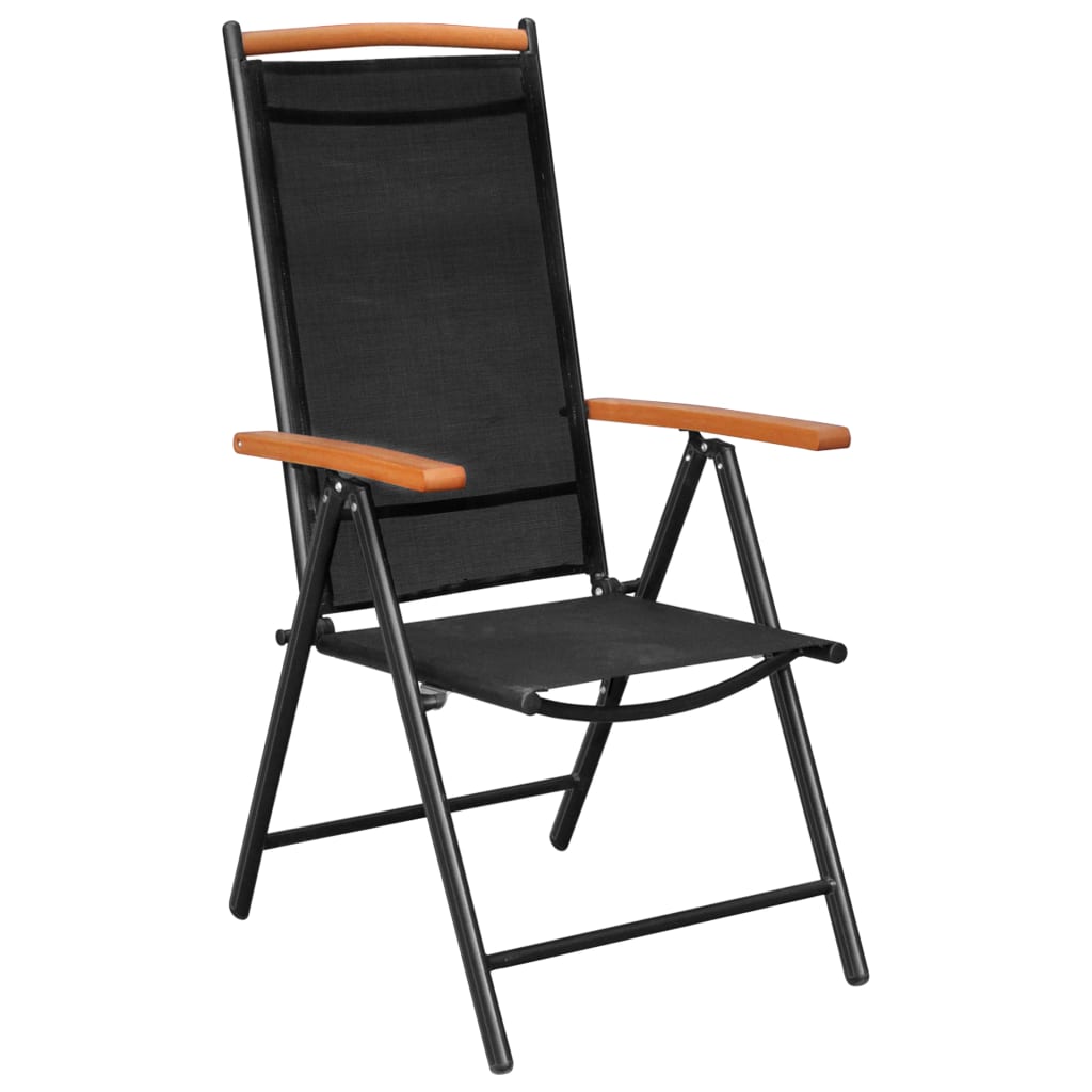 vidaXL Patio Folding Chairs Camping Garden Chair with Armrest Textilene Black-19