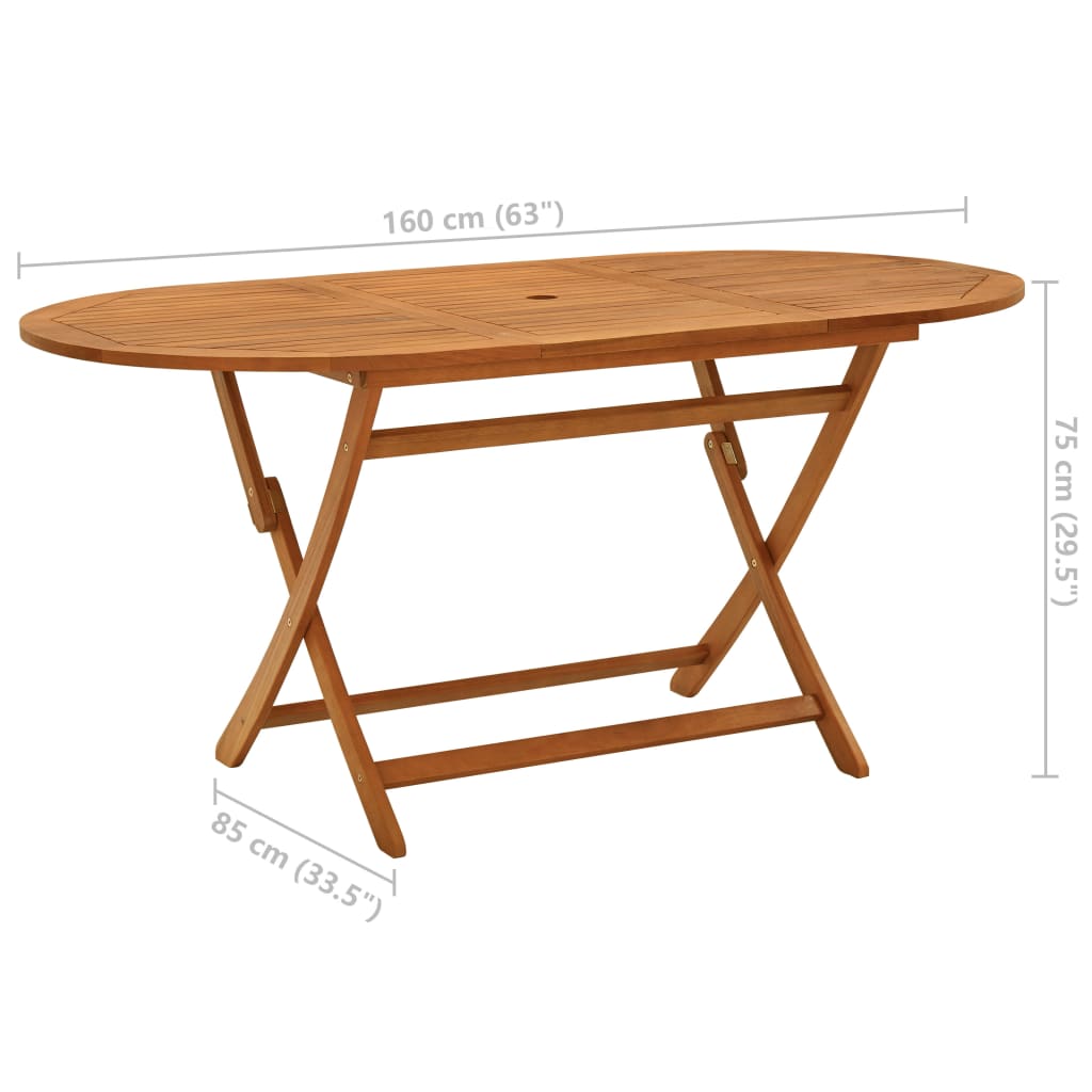 vidaXL Outdoor Dining Table Folding Garden Patio Table Solid Eucalyptus Wood-10