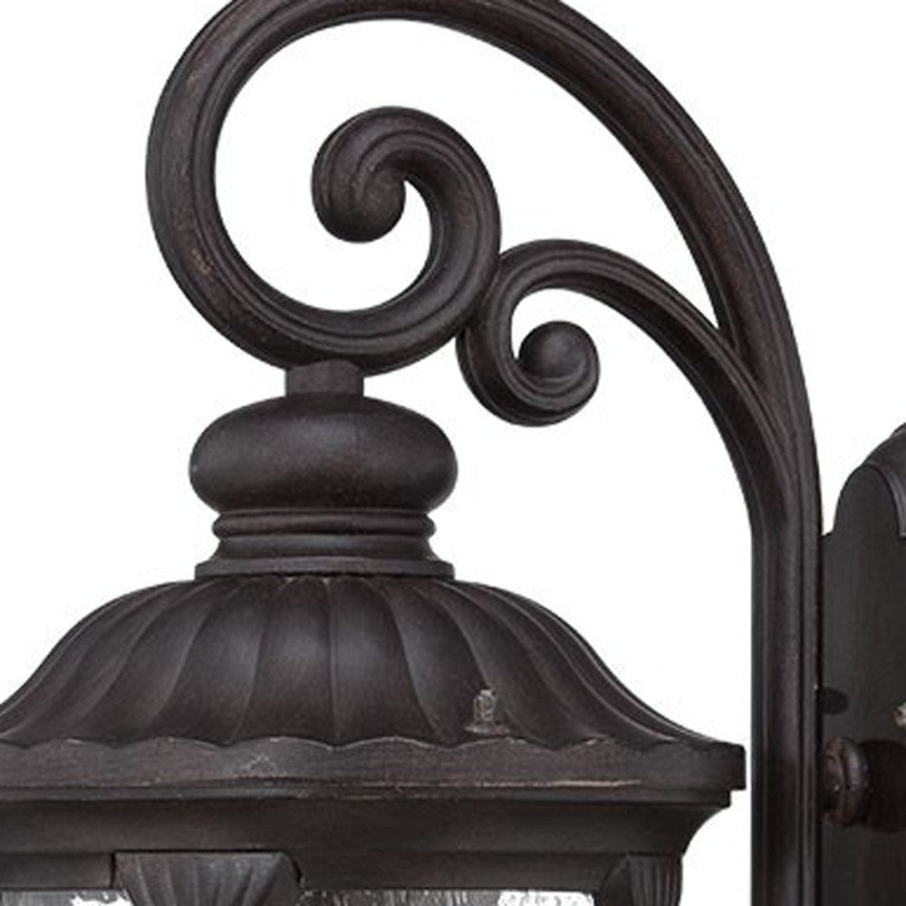 XL Black Cast Aluminum Glass Lantern Wall Sconce-4