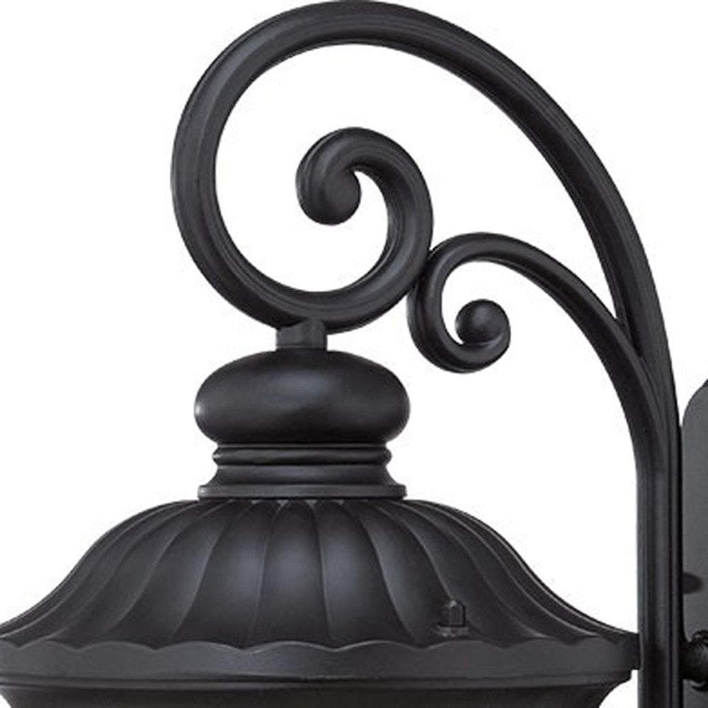 XL Matte Black Cast Aluminum Glass Lantern Wall Sconce-4