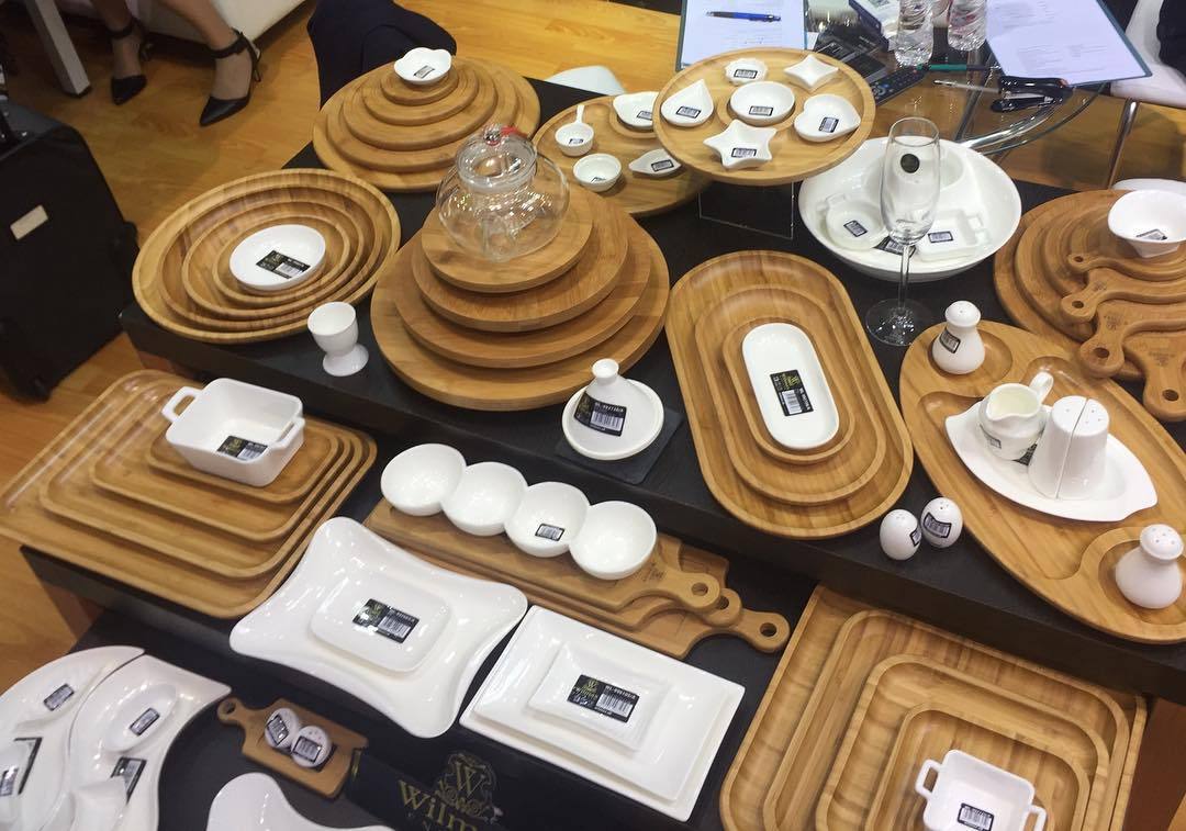 Set Of 3 Bamboo Round Platter 14" inch | For pizza / Barbecue / Steak-12