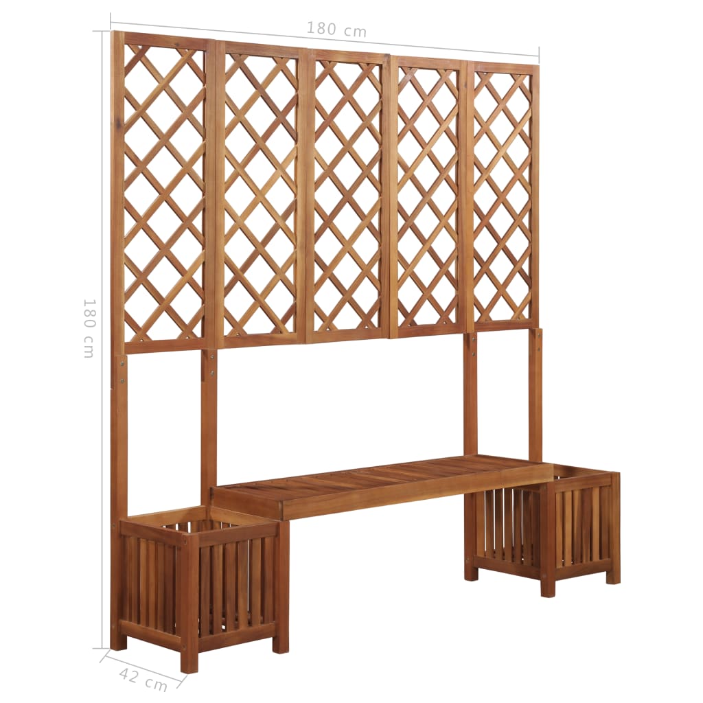 vidaXL Garden Planter with Bench and Trellis Solid Acacia Wood-5
