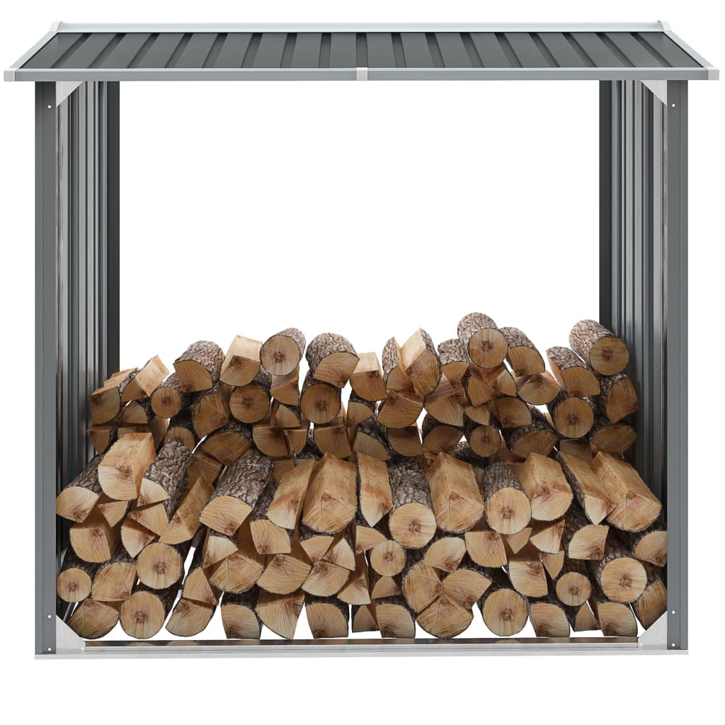 vidaXL Firewood Rack Log Storage Holder Stand with Roof Galvanized Steel 67.7"-9