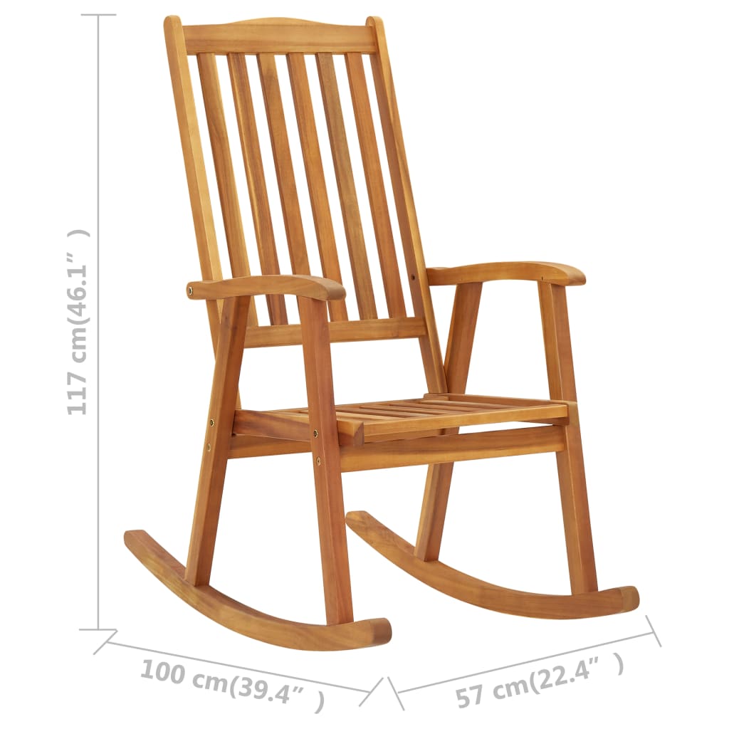 vidaXL Rocking Chair Solid Acacia Wood-12