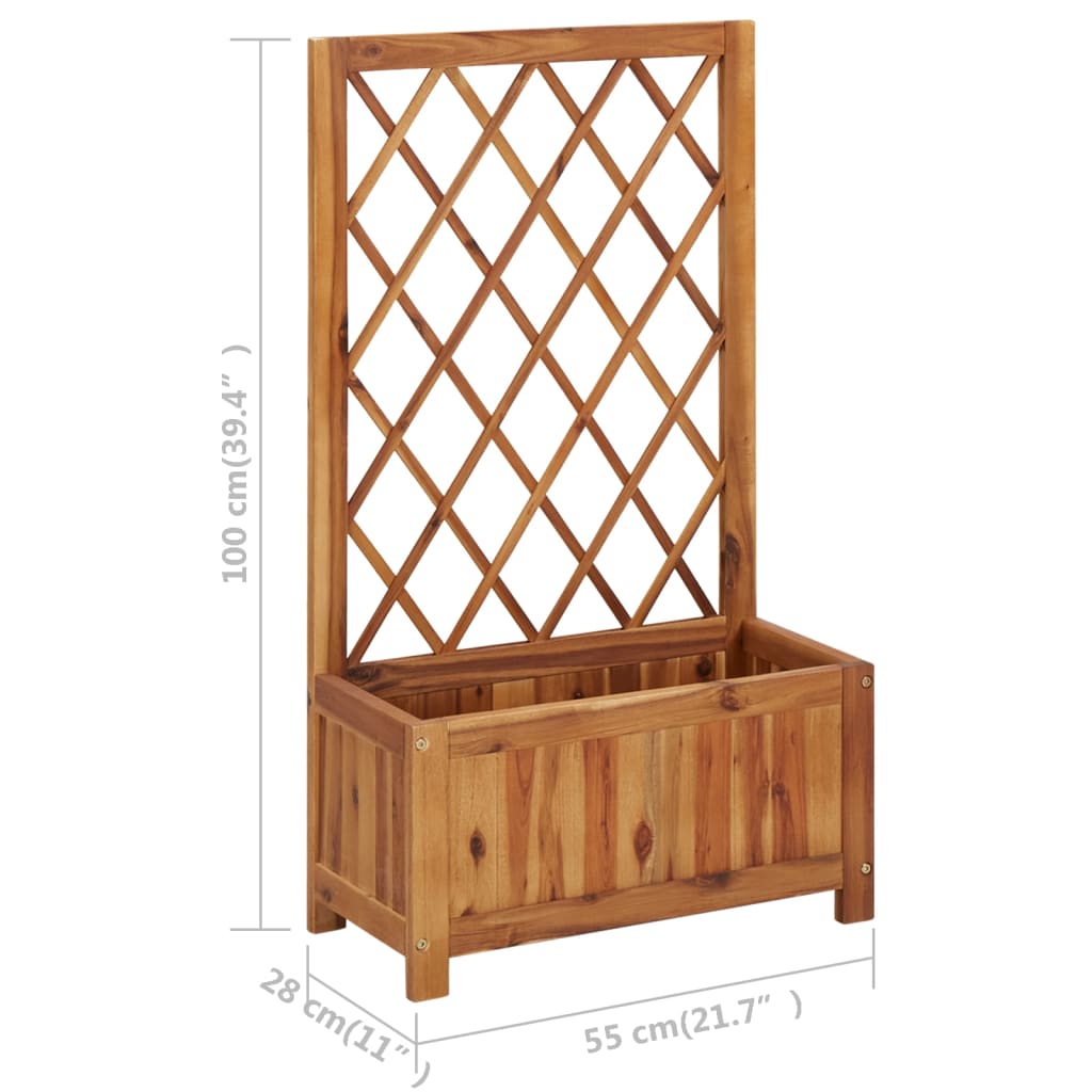 vidaXL Garden Raised Bed with Trellis Solid Acacia Wood-6