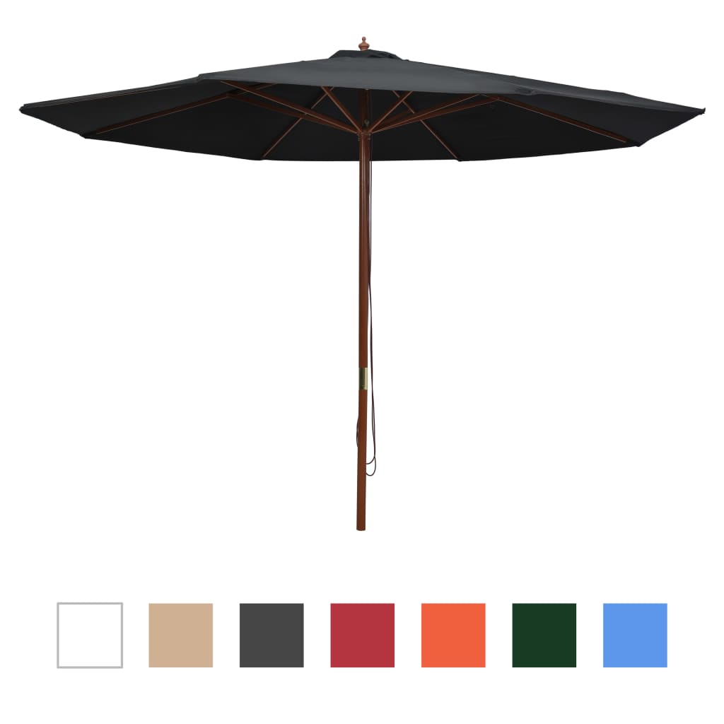 vidaXL Outdoor Umbrella Parasol Patio Sunshade Sun Shelter Bamboo and Wood-18