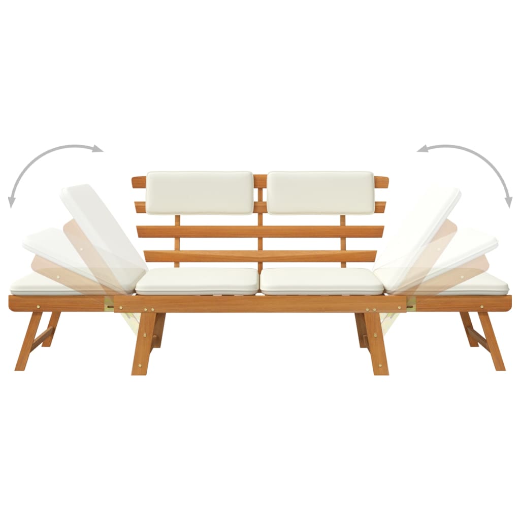 vidaXL Patio Bench Outdoor Garden Bench with Cushions 2-in-1 Solid Wood Acacia-38