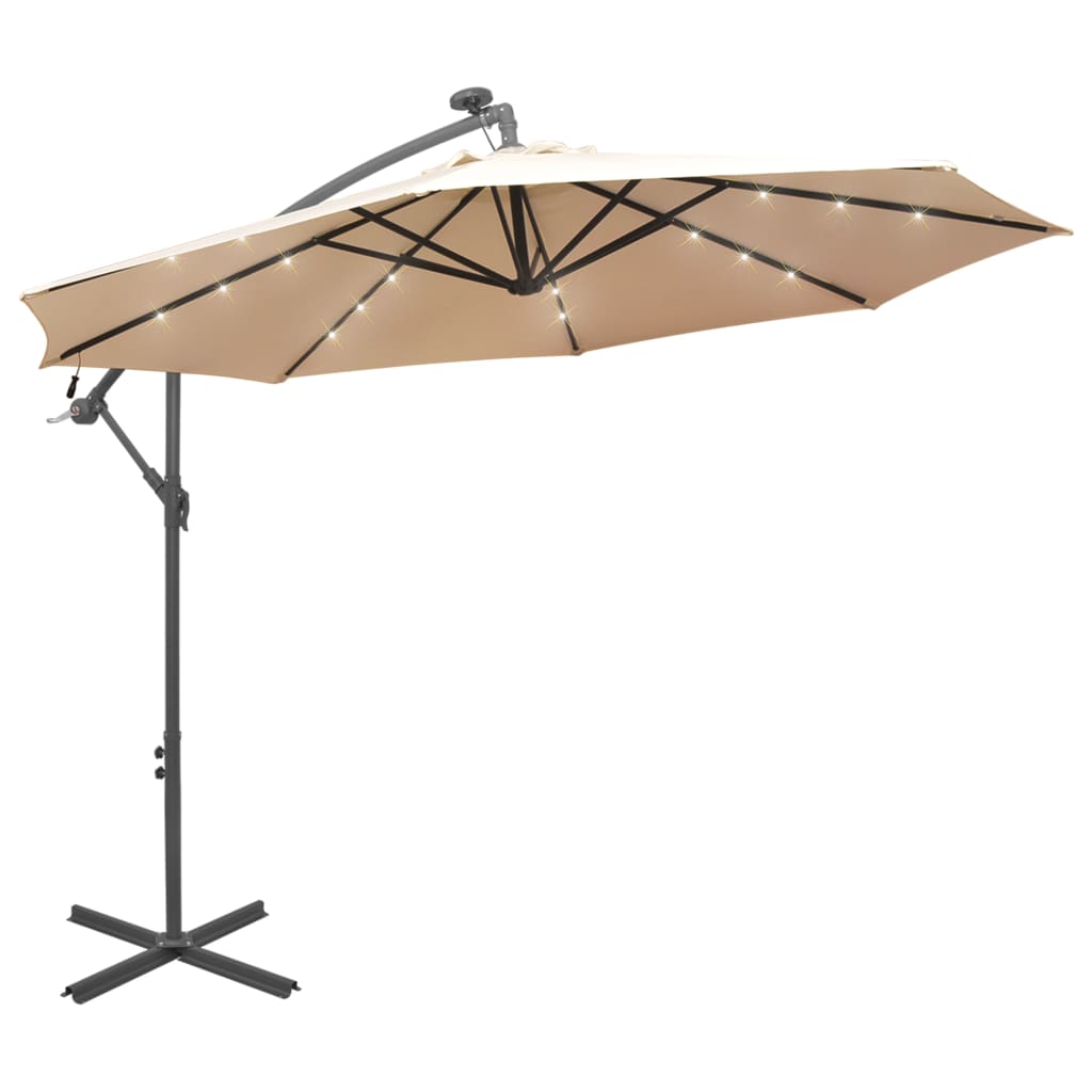 vidaXL Cantilever Umbrella Parasol with Solar LEDs Patio Umbrella Sunshade-59