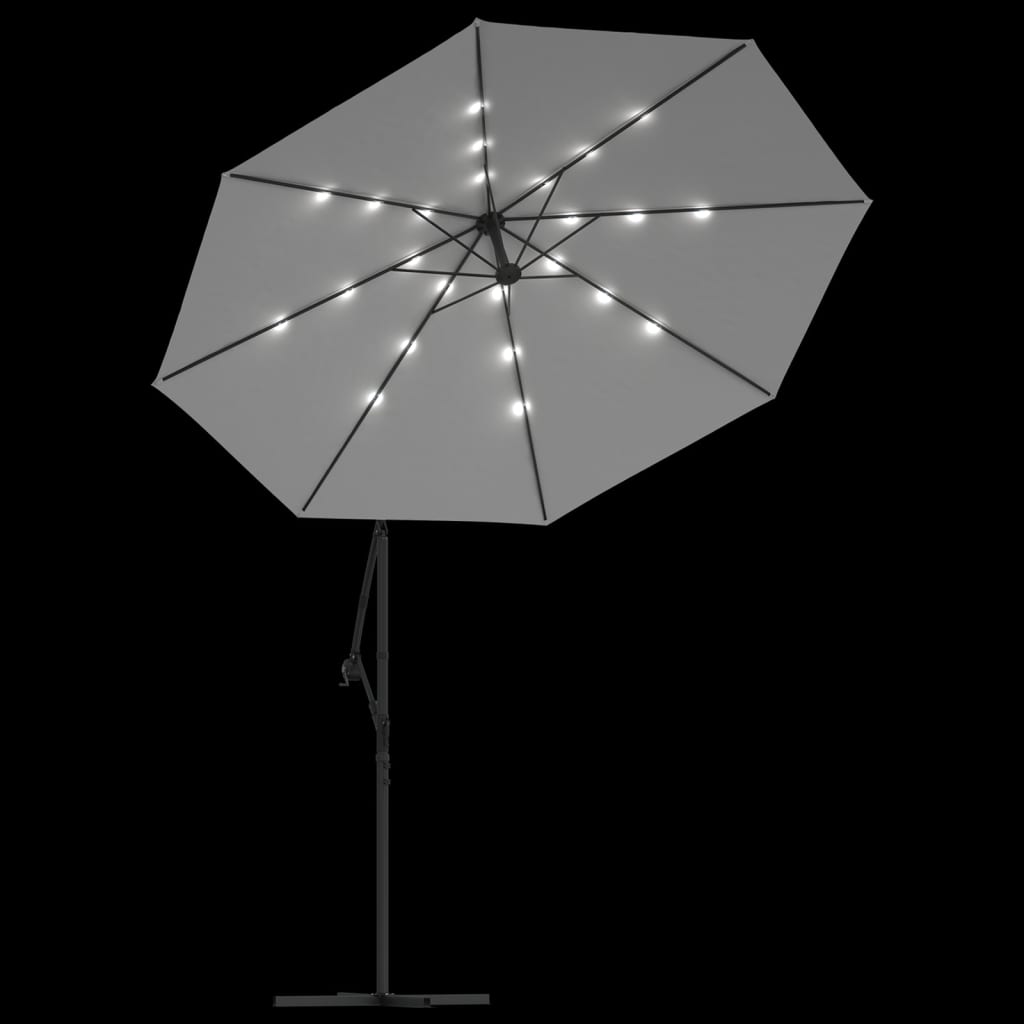 vidaXL Cantilever Umbrella Parasol with Solar LEDs Patio Umbrella Sunshade-15