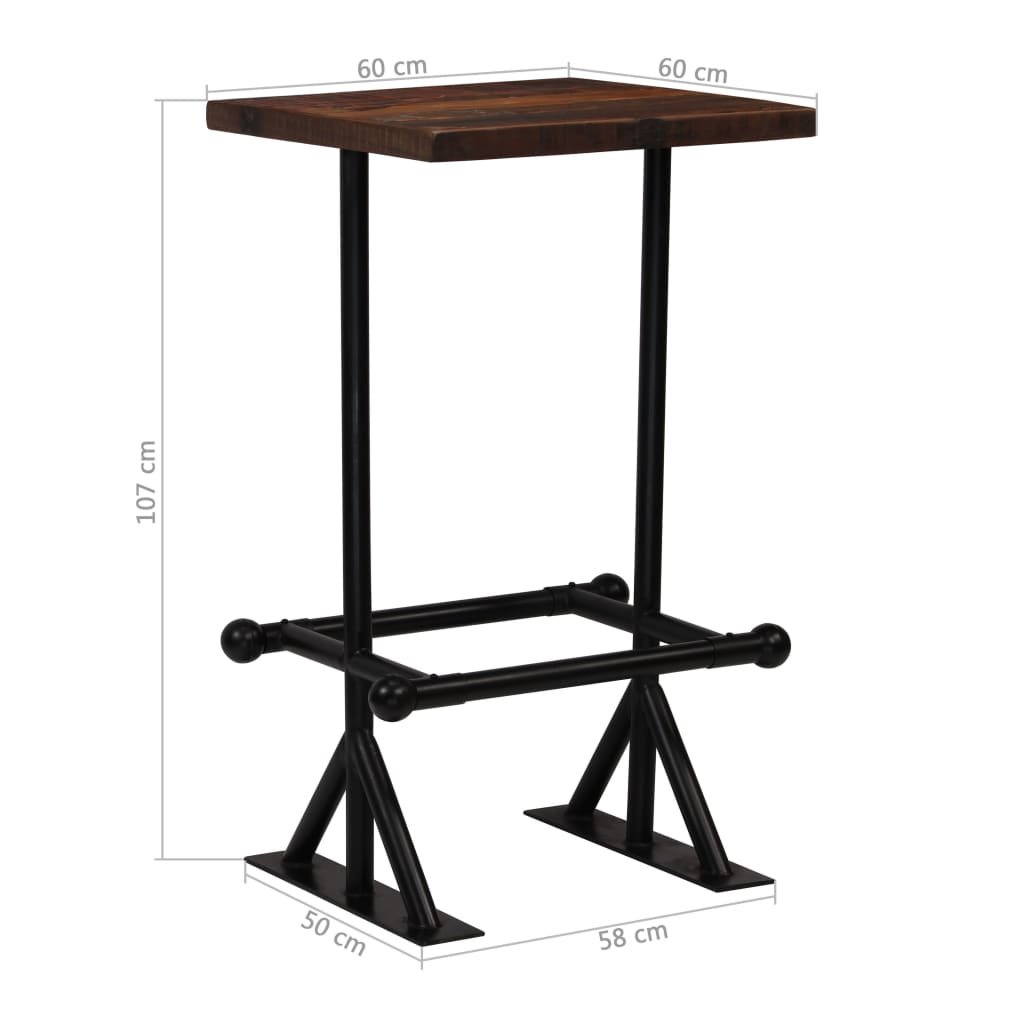 vidaXL Bar Table Kitchen Table Bistro Table Solid Reclaimed Wood Dark Brown-12