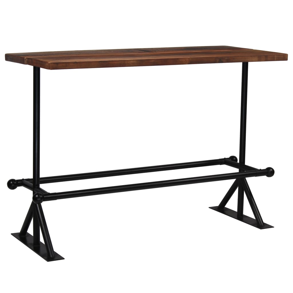 vidaXL Bar Table Kitchen Table Bistro Table Solid Reclaimed Wood Dark Brown-9