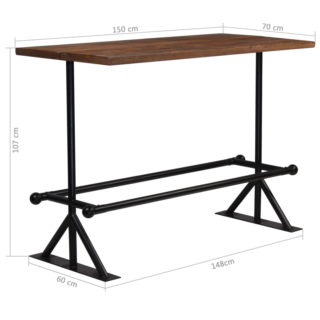 vidaXL Bar Table Kitchen Table Bistro Table Solid Reclaimed Wood Dark Brown-20