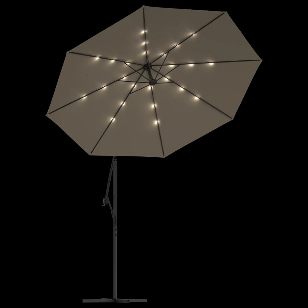 vidaXL Cantilever Umbrella Parasol with Solar LEDs Patio Umbrella Sunshade-17