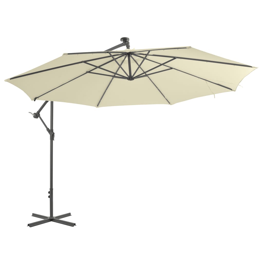 vidaXL Cantilever Umbrella Parasol with Solar LEDs Patio Umbrella Sunshade-47