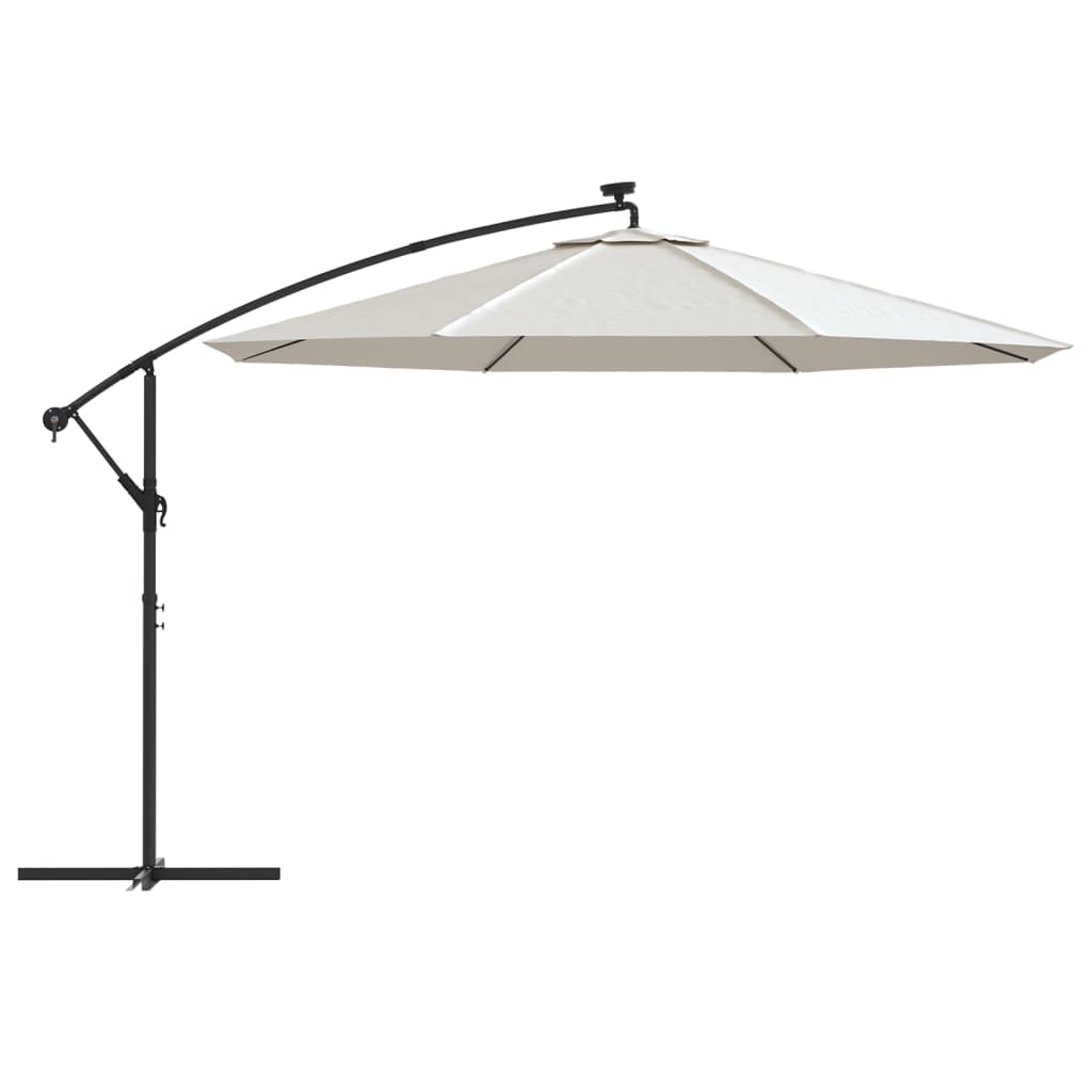 vidaXL Cantilever Umbrella Parasol with Solar LEDs Patio Umbrella Sunshade-11