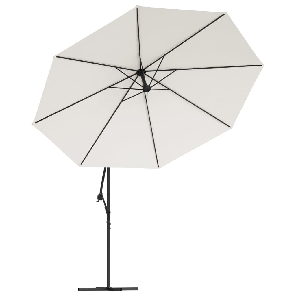 vidaXL Cantilever Umbrella Parasol with Solar LEDs Patio Umbrella Sunshade-12