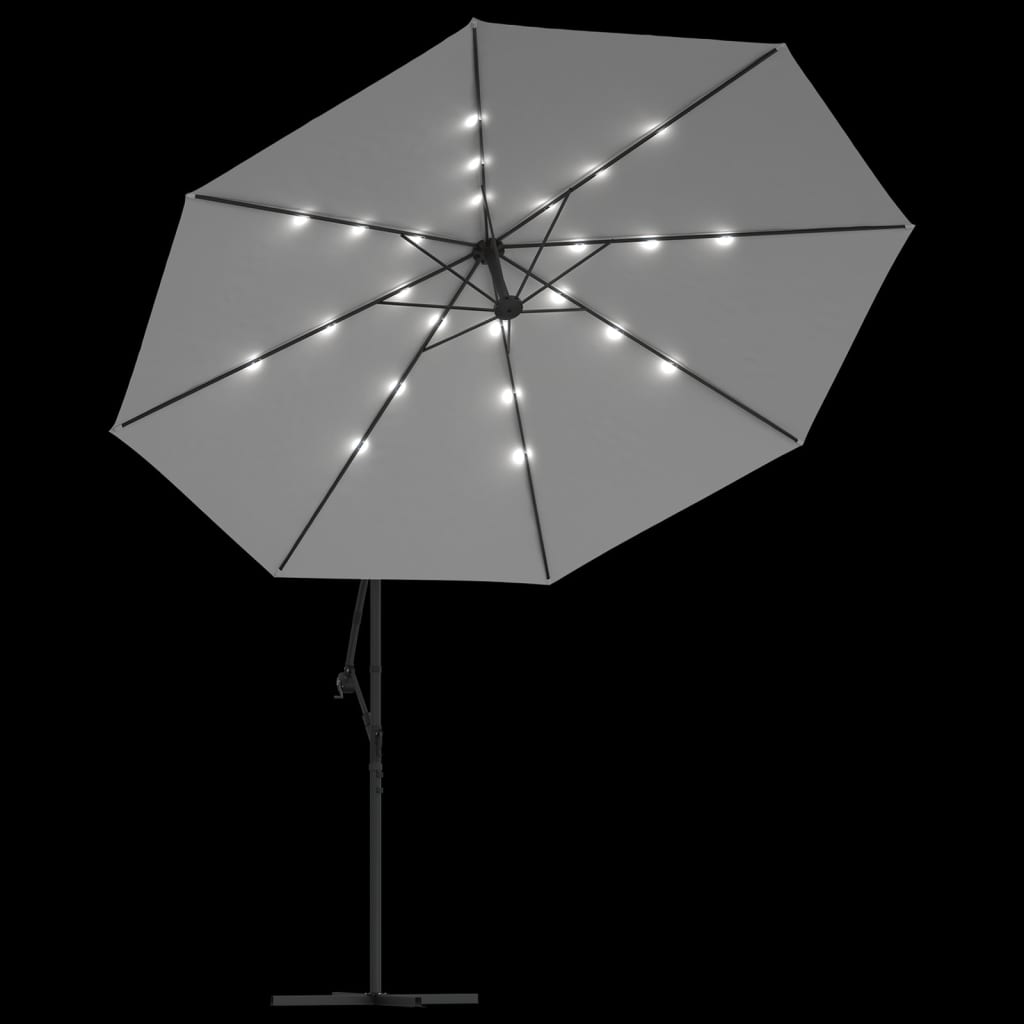 vidaXL Cantilever Umbrella Parasol with Solar LEDs Patio Umbrella Sunshade-13