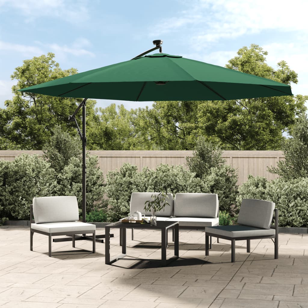 vidaXL Cantilever Umbrella Parasol with Solar LEDs Patio Umbrella Sunshade-77