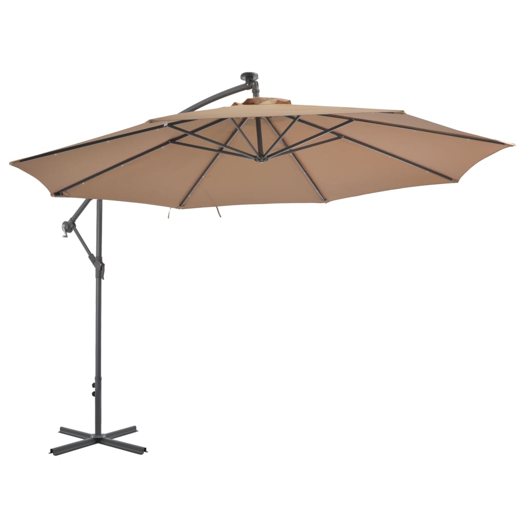 vidaXL Cantilever Umbrella Parasol with Solar LEDs Patio Umbrella Sunshade-31