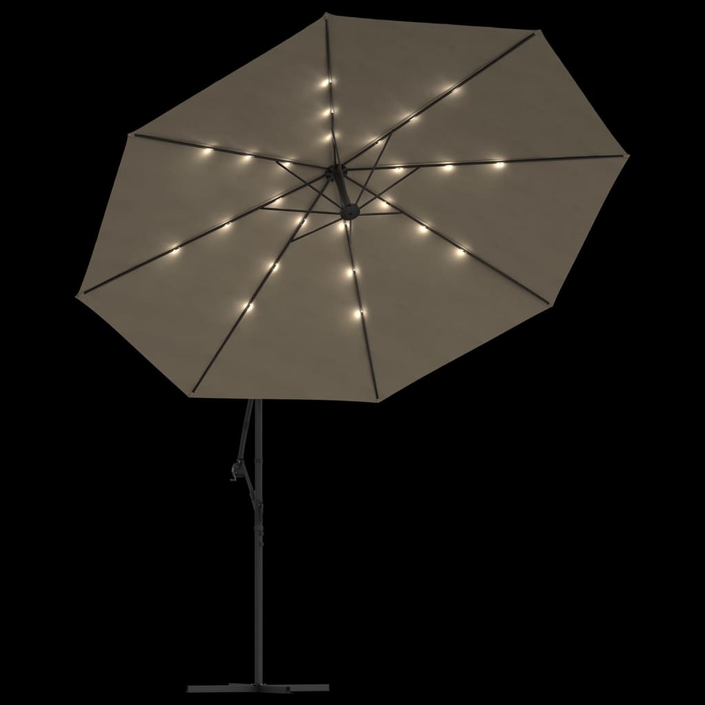 vidaXL Cantilever Umbrella Parasol with Solar LEDs Patio Umbrella Sunshade-19