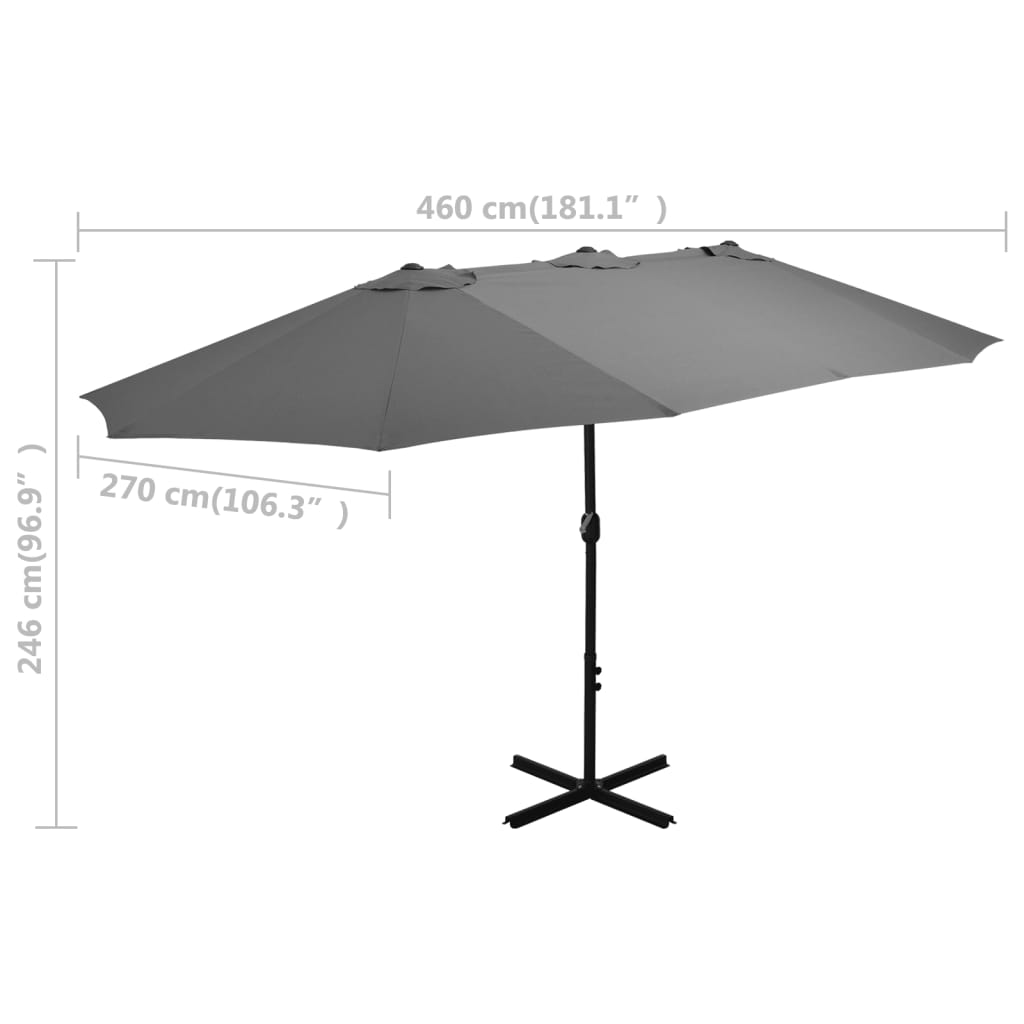 vidaXL Outdoor Umbrella Parasol with Double Top Sunshade Shelter Aluminum-30