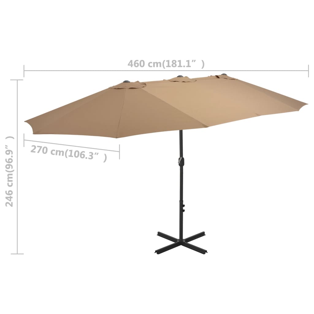 vidaXL Outdoor Umbrella Parasol with Double Top Sunshade Shelter Aluminum-24