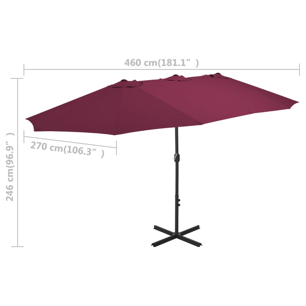 vidaXL Outdoor Umbrella Parasol with Double Top Sunshade Shelter Aluminum-20