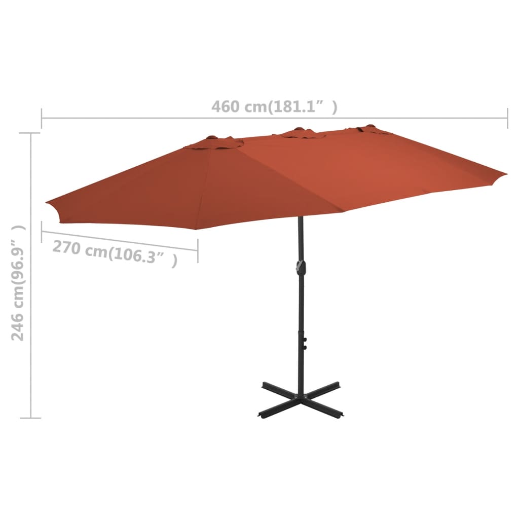 vidaXL Outdoor Umbrella Parasol with Double Top Sunshade Shelter Aluminum-18