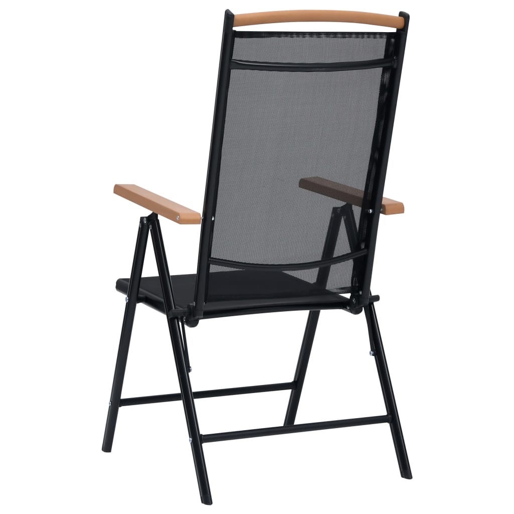 vidaXL Patio Folding Chairs Camping Garden Chair with Armrest Textilene Black-13