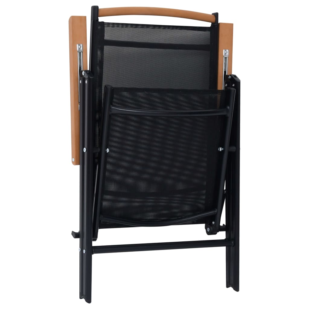 vidaXL Patio Folding Chairs Camping Garden Chair with Armrest Textilene Black-14