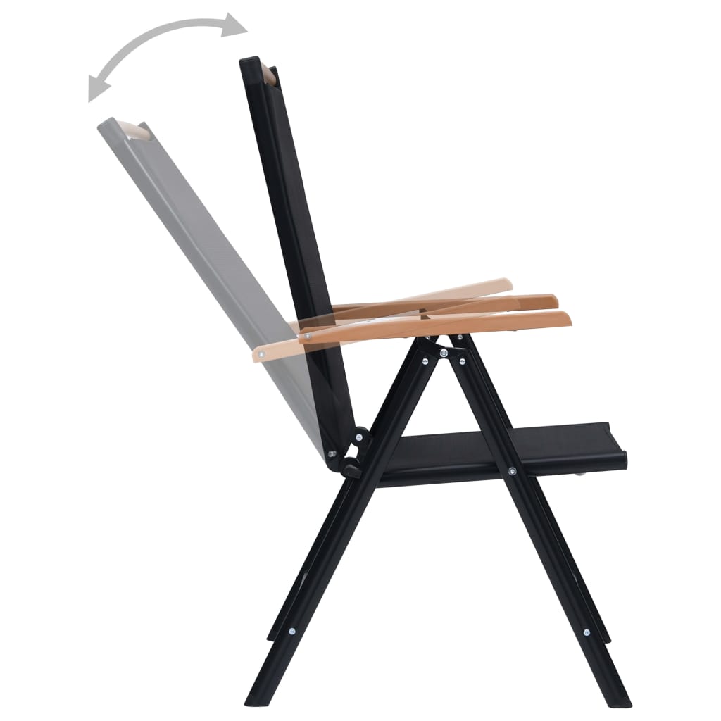 vidaXL Patio Folding Chairs Camping Garden Chair with Armrest Textilene Black-15