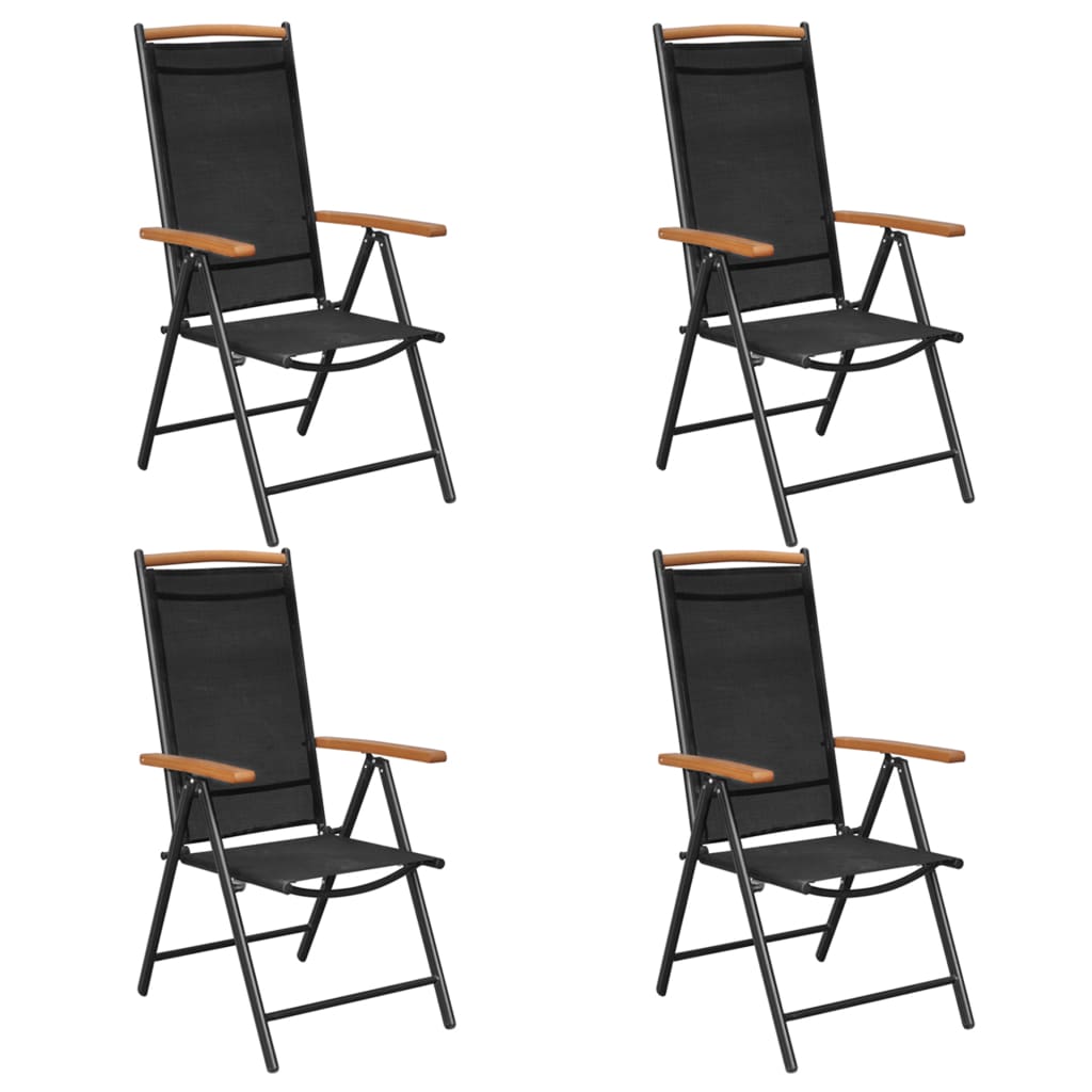 vidaXL Patio Folding Chairs Camping Garden Chair with Armrest Textilene Black-1