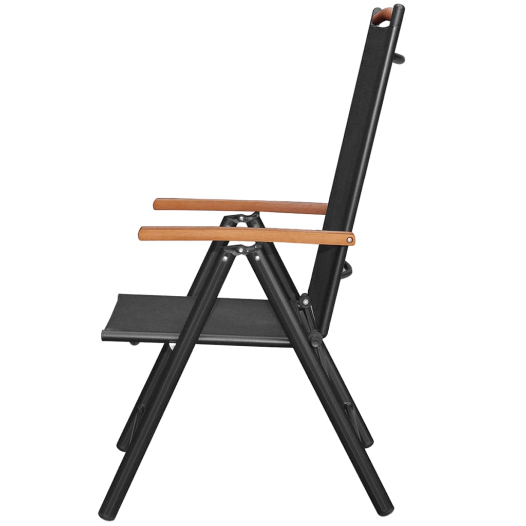 vidaXL Patio Folding Chairs Camping Garden Chair with Armrest Textilene Black-4