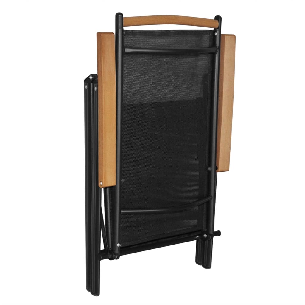 vidaXL Patio Folding Chairs Camping Garden Chair with Armrest Textilene Black-6