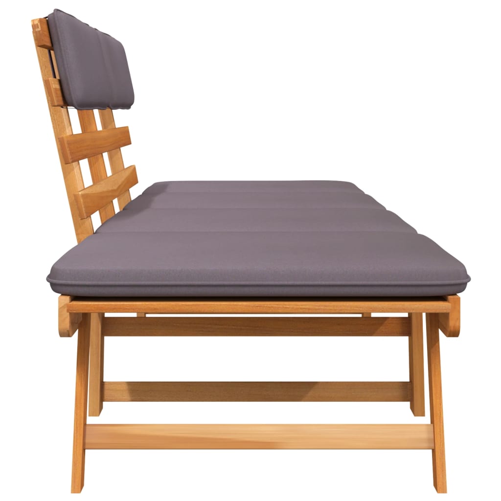 vidaXL Patio Bench Outdoor Garden Bench with Cushions 2-in-1 Solid Wood Acacia-46