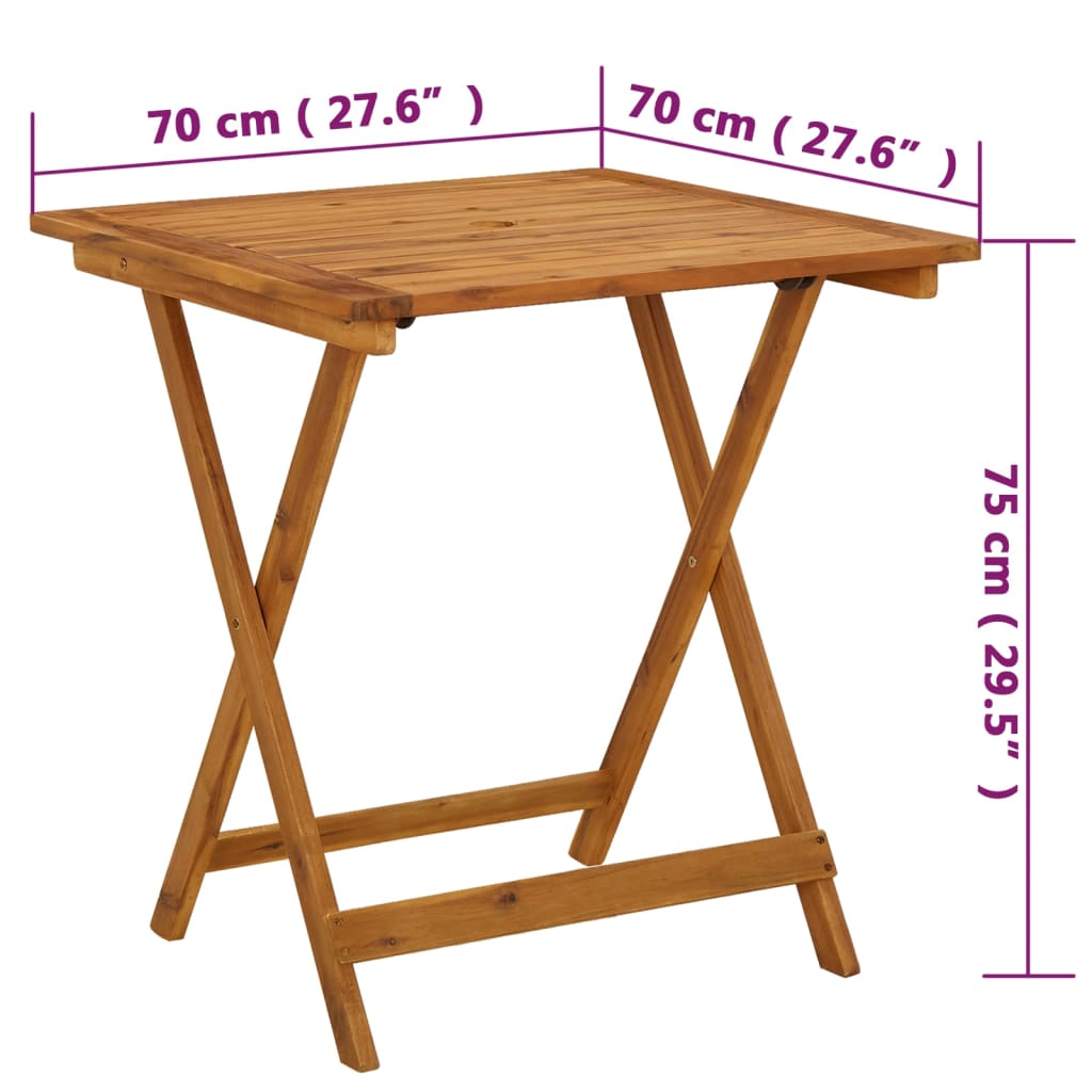 vidaXL Folding Patio Table 35.4"x29.5" Solid Acacia Wood-19