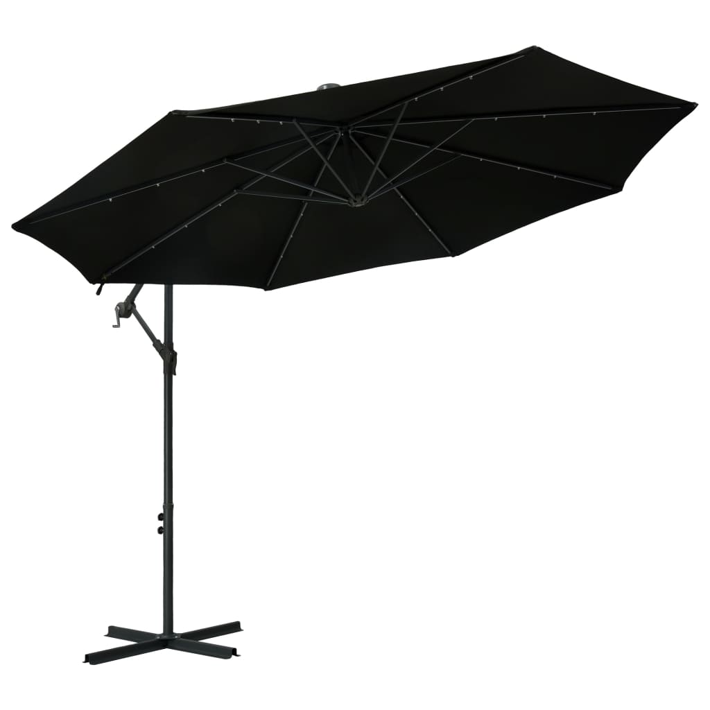 vidaXL Cantilever Umbrella Parasol with Solar LEDs Patio Umbrella Sunshade-55