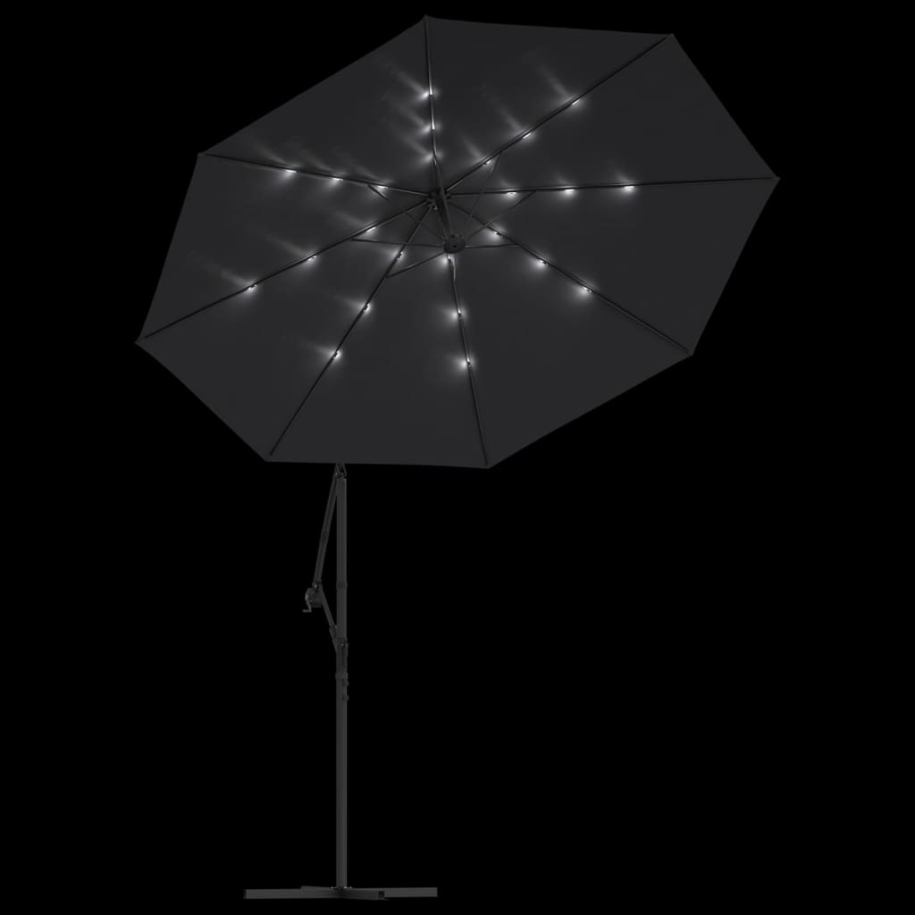 vidaXL Cantilever Umbrella Parasol with Solar LEDs Patio Umbrella Sunshade-28