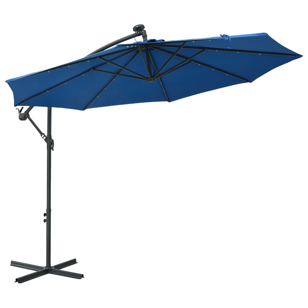 vidaXL Cantilever Umbrella Parasol with Solar LEDs Patio Umbrella Sunshade-43