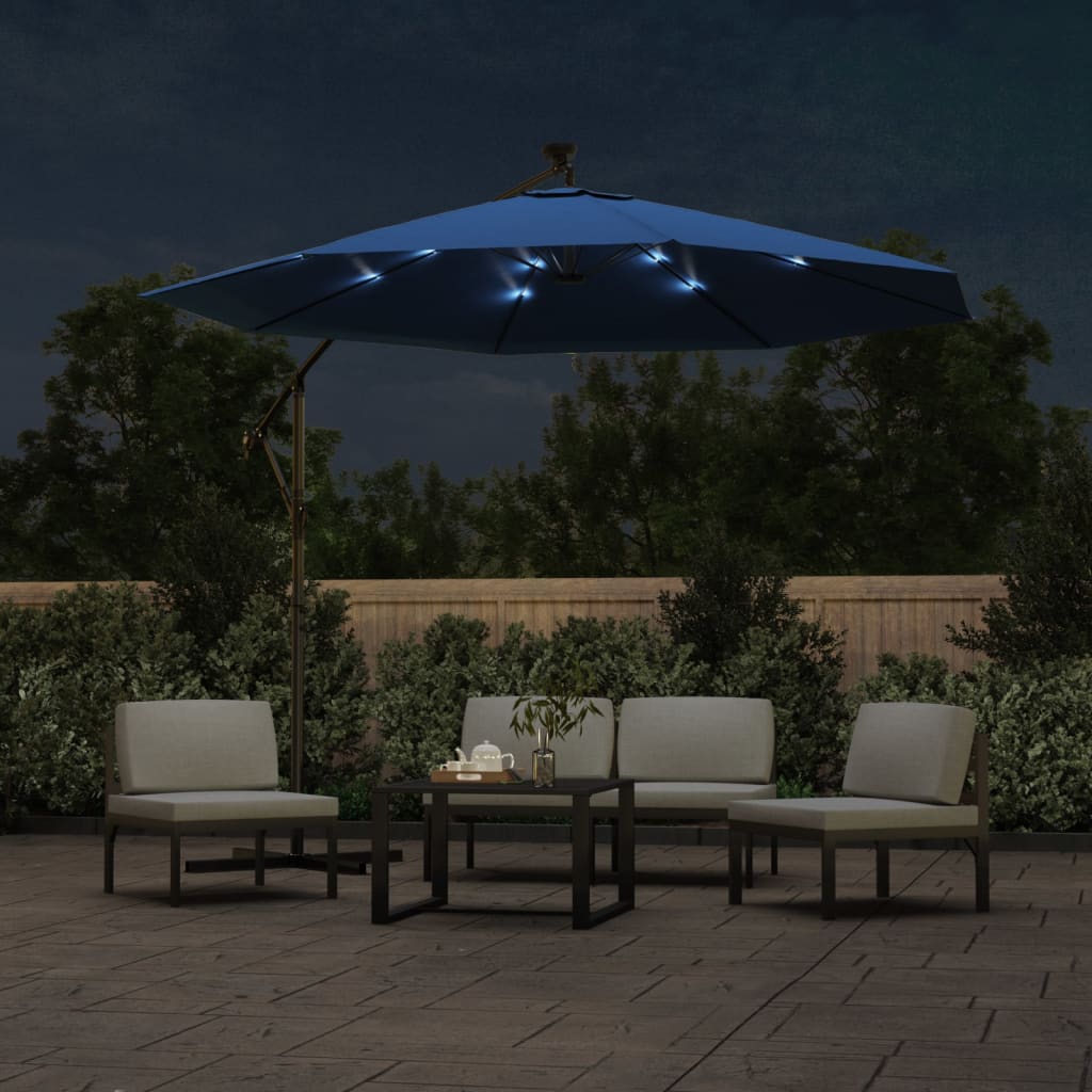 vidaXL Cantilever Umbrella Parasol with Solar LEDs Patio Umbrella Sunshade-71