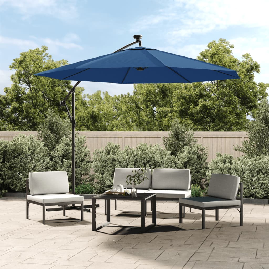 vidaXL Cantilever Umbrella Parasol with Solar LEDs Patio Umbrella Sunshade-70