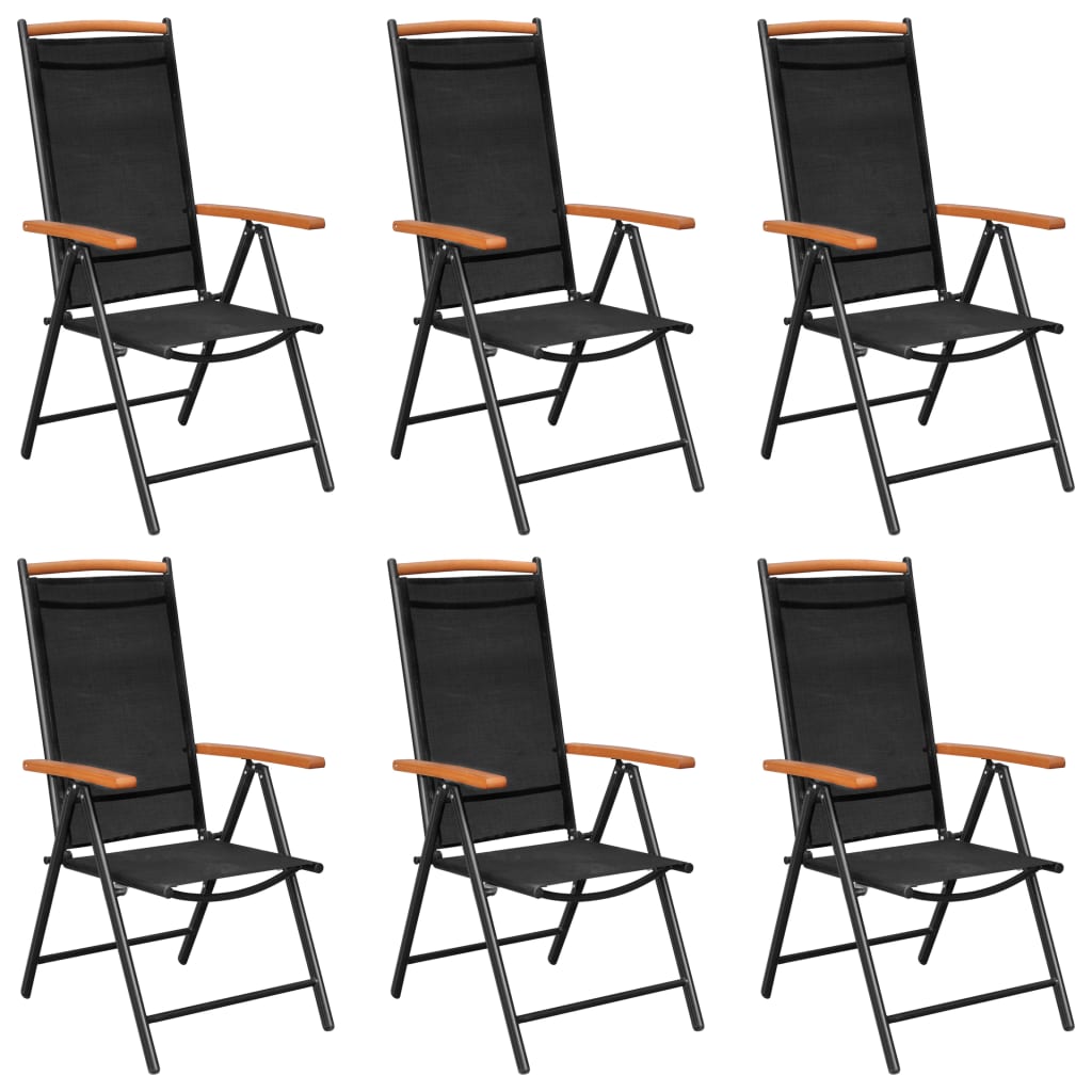 vidaXL Patio Folding Chairs Camping Garden Chair with Armrest Textilene Black-17