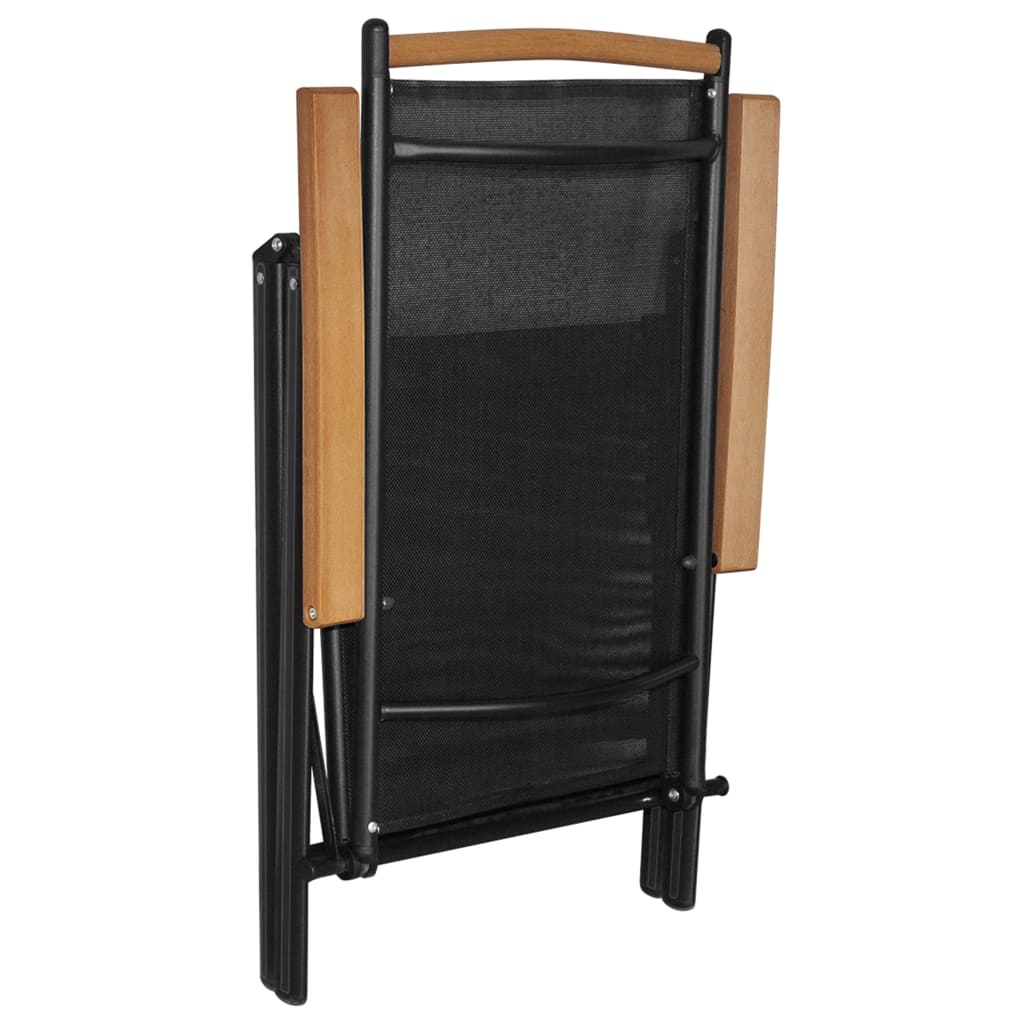 vidaXL Patio Folding Chairs Camping Garden Chair with Armrest Textilene Black-10