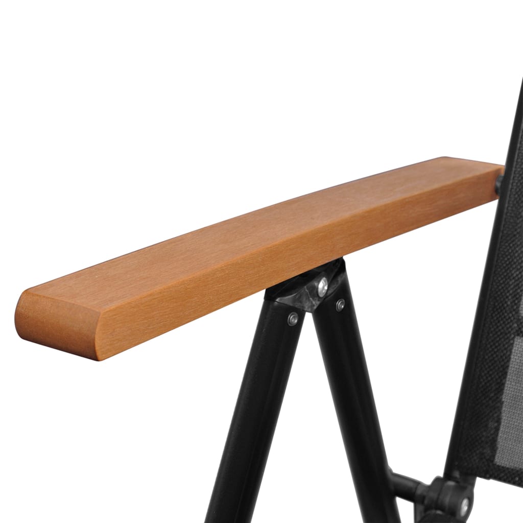 vidaXL Patio Folding Chairs Camping Garden Chair with Armrest Textilene Black-12