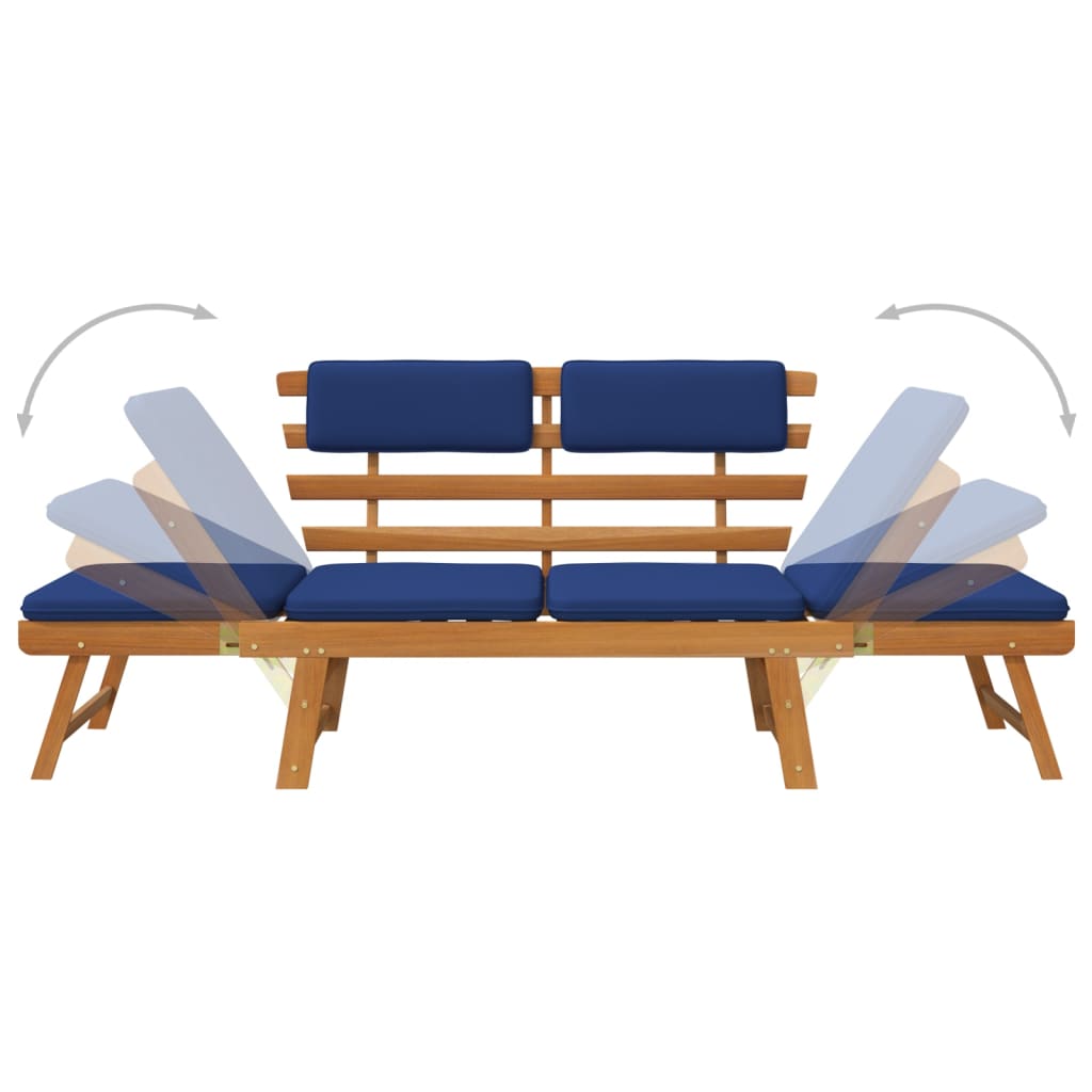 vidaXL Patio Bench Outdoor Garden Bench with Cushions 2-in-1 Solid Wood Acacia-0
