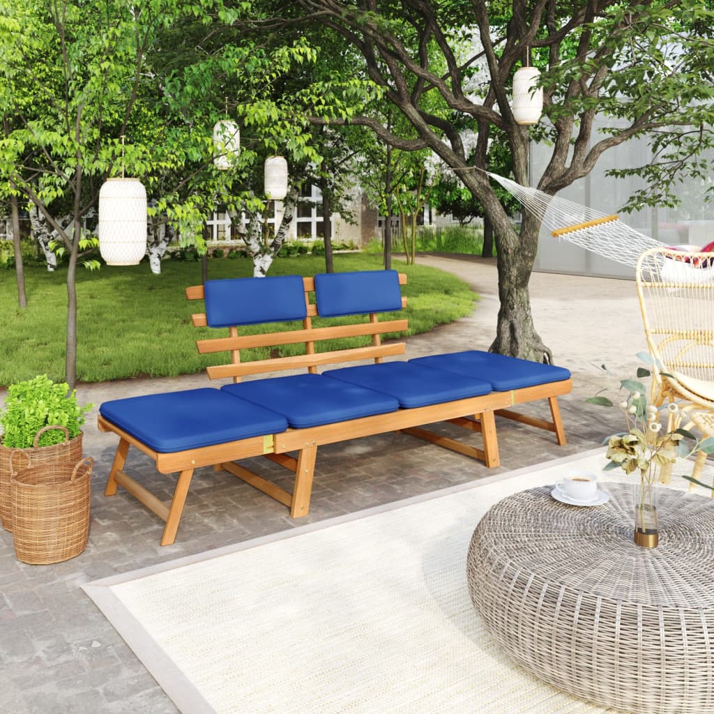 vidaXL Patio Bench Outdoor Garden Bench with Cushions 2-in-1 Solid Wood Acacia-35