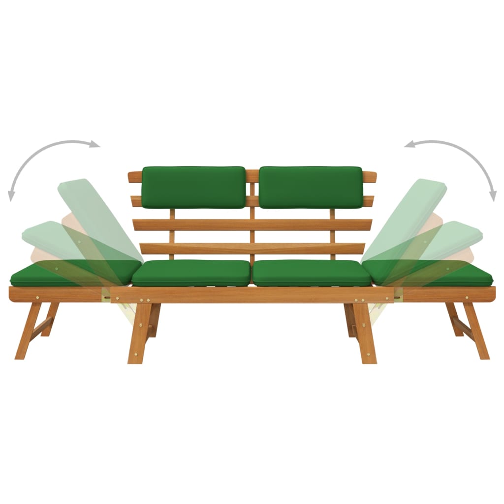 vidaXL Patio Bench Outdoor Garden Bench with Cushions 2-in-1 Solid Wood Acacia-30