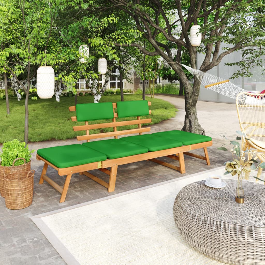 vidaXL Patio Bench Outdoor Garden Bench with Cushions 2-in-1 Solid Wood Acacia-19