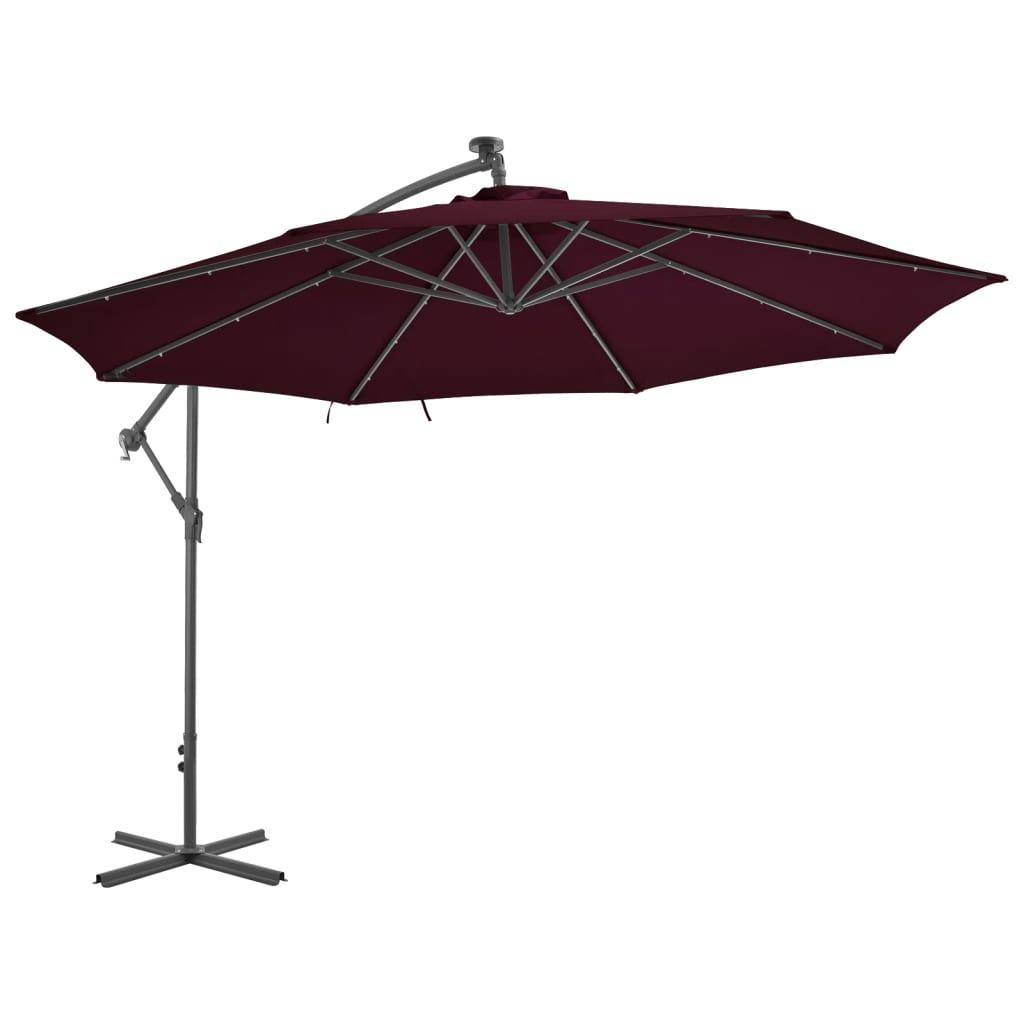 vidaXL Cantilever Umbrella Parasol with Solar LEDs Patio Umbrella Sunshade-0